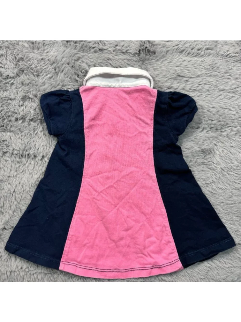 Ralph Lauren Dress Girls 6M Pink Cotton Colorblock Shirt Polo Collared Casual